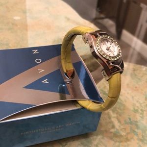 Mock Croc Green Avon Birthstone Cuff Watch